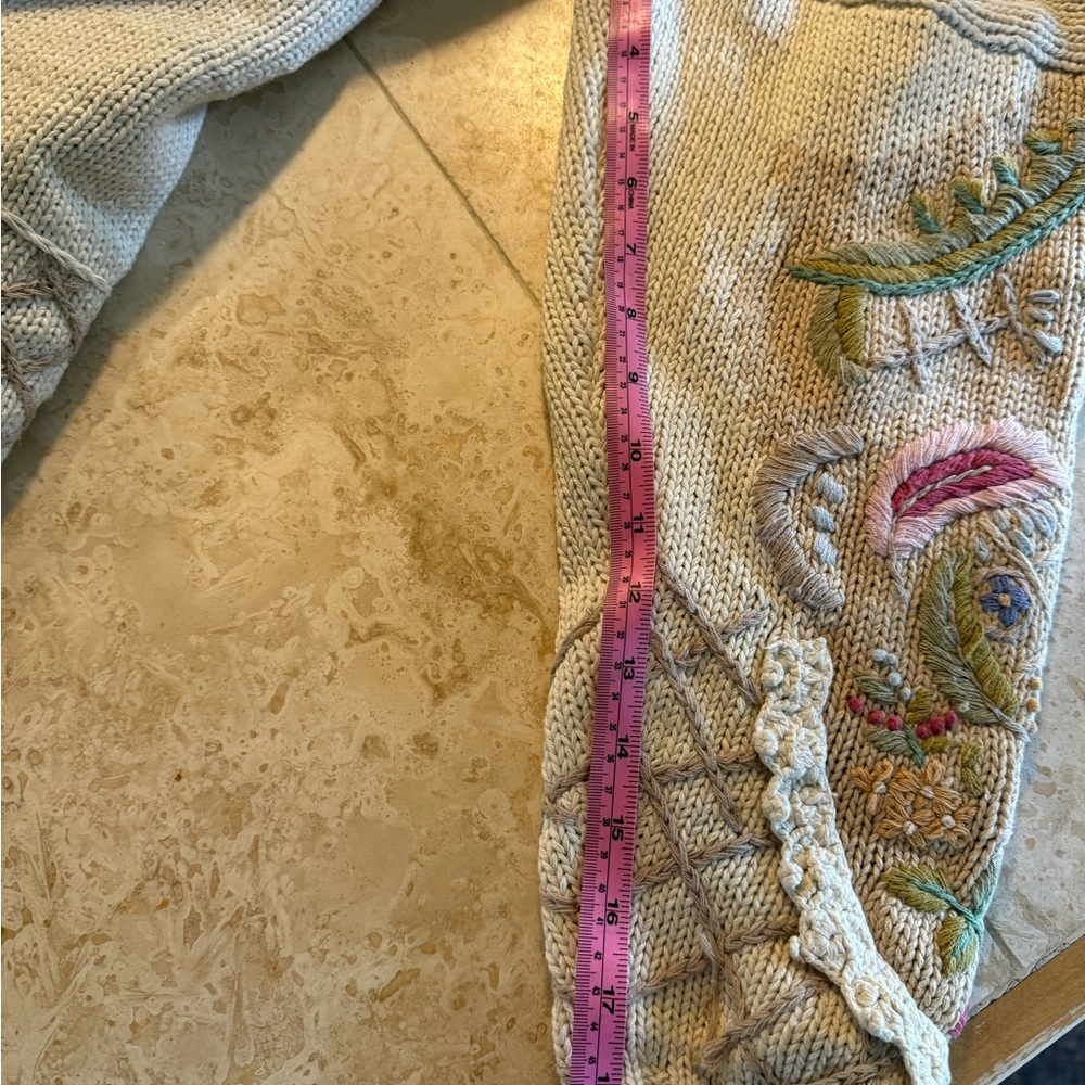 VINTAGE Jennifer Reed Sweater Womens 3x Ivory Floral Cardigan Embroidered - Picture 7 of 8